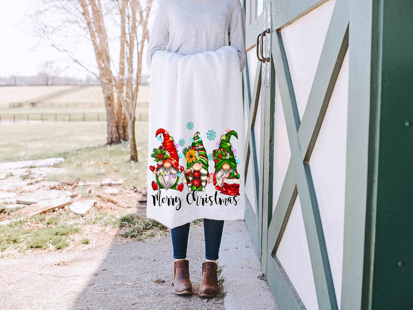 Reversible Sherpa Fleece Christmas Blankets