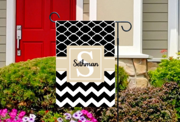 Black & White Chevron Garden Flag l Yard Decor l Single Sided Flag l Cheron