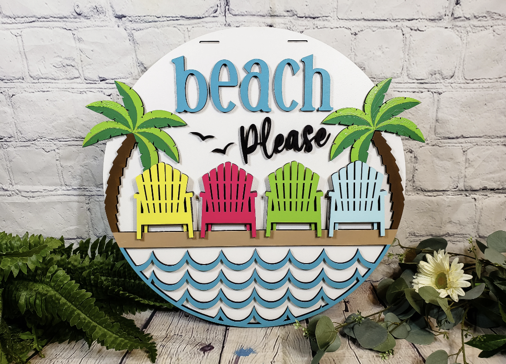 Beach Please Front Door Hanger l Circular Door Hanger l Summer Home Decor l Beach