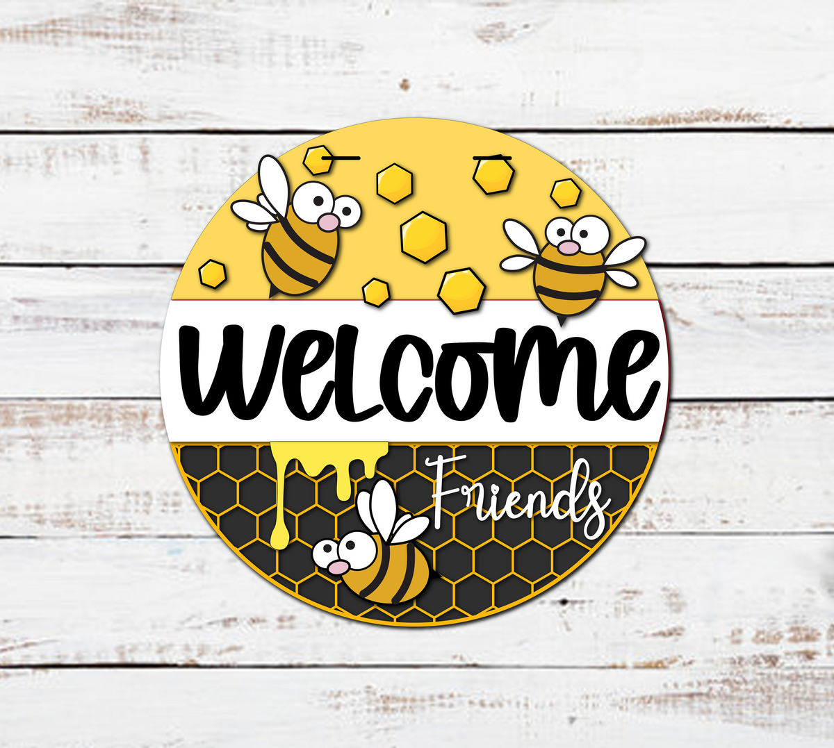 Bumble Bee Gnomes Door Sign Bee Gifts Yellow & Black Wood Door Hanger Bee