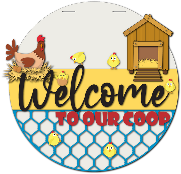 Welcome to Our Coup Door Hanger l Circular Door Hanger l Gnome l Spring Door Hanger l Summer Door Hanger