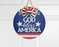 God Bless America Door Round l July 4th Circular Porch Sign l  Independence Day Circular Porch Sign l