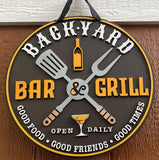 Backyard Bar & Grill l Porch Decor l Home Sign l Patio Decor