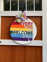 Everybody Welcome Pride Front Door Hanger l Circular Door Hanger l Everyday Door Hanger l Everyday Front Door Decor l Pride Front Door Decor