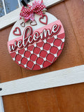 Welcome Valentine Front Door Hanger | Front Door Decor | Entry Way Wall Decor | Welcome Sign I Porch Leaner I Valentine l Love