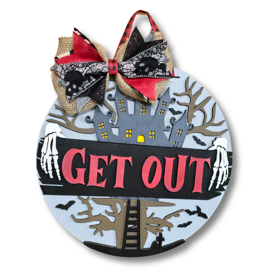 Get Out l 3D l Halloween l Graveyard l Front Door Decor l Halloween Decor