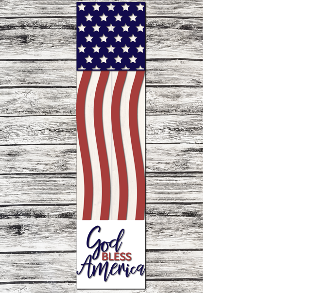 God Bless America Stripes l July 4th Porch Leaner l 5ft Porch Leaner l 3D l Independence Day Porch Leaner