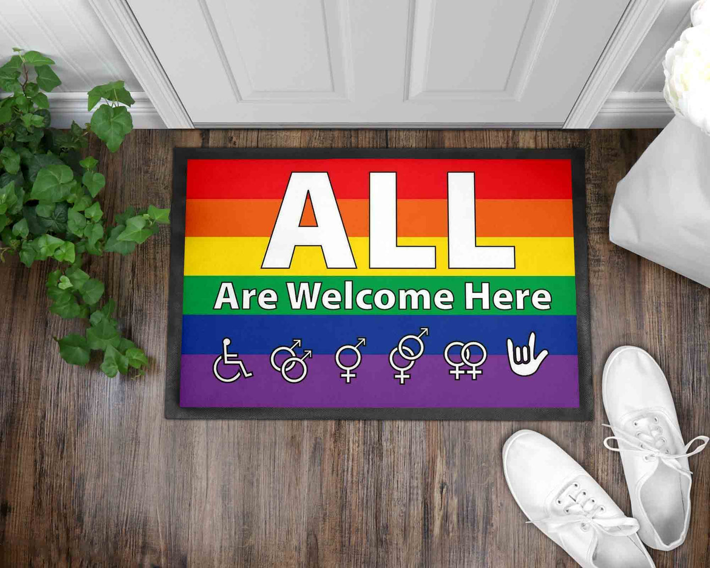 All Are Welcome Pride Front Door Mat I Welcome Mat I Pride Mat I Pride Decor I Front Door Mat I Outdoor Decor l