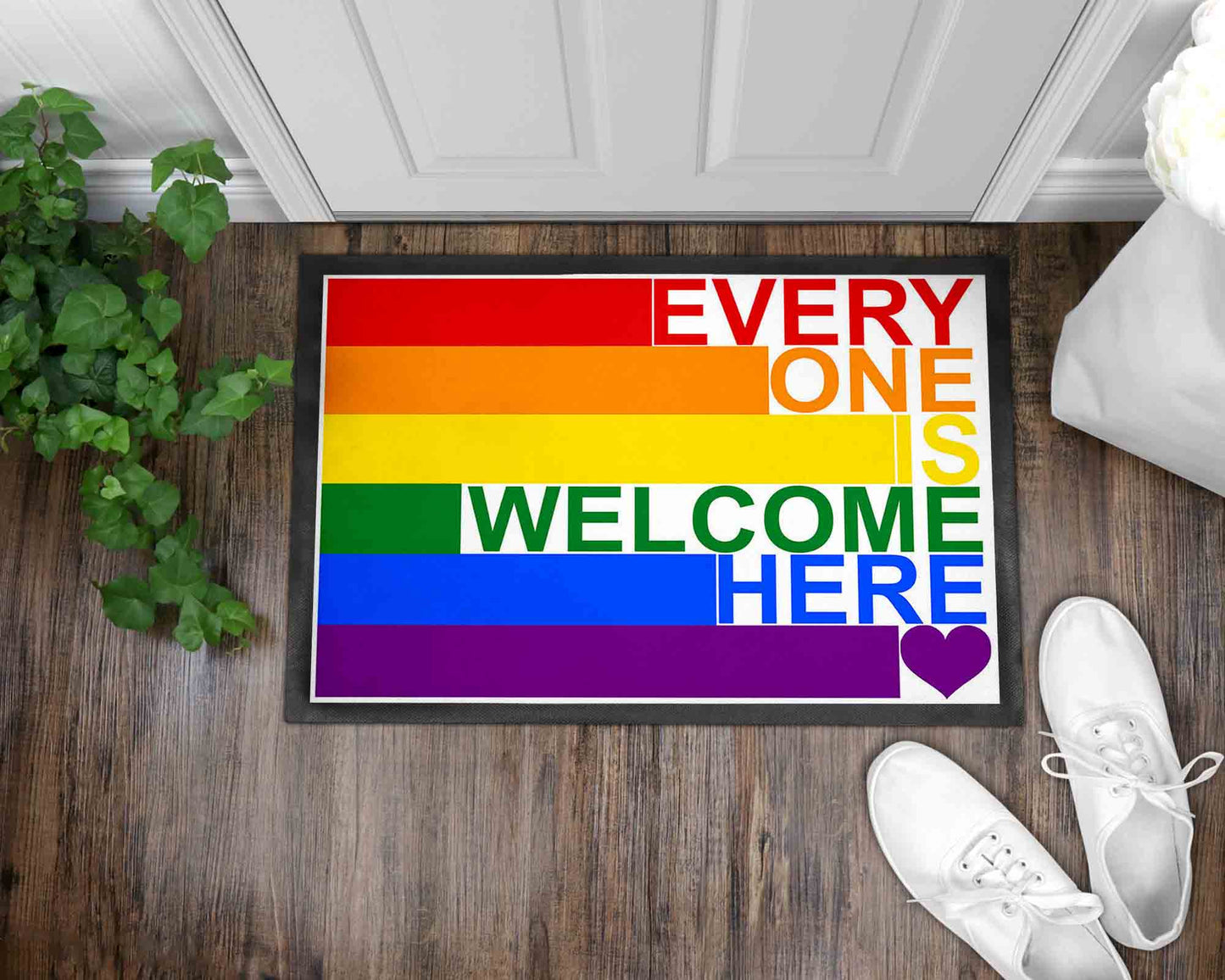 Everyone Welcome Pride Front Door Mat I Welcome Mat I Pride Mat I Pride Decor I Front Door Mat I Outdoor Decor l