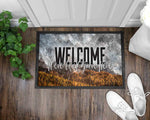 We're Glad Your Here (Mountains) Fall Front Door Mat I Welcome Mat I Fall I Autumn I Front Door I Outdoor Decor l Gnomes