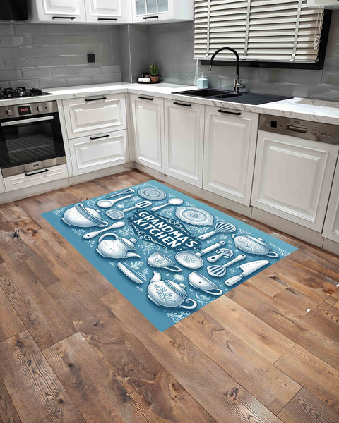 Grandma's Kitchen Mat (Blue) l Anti-Fatigue Mat l Kitchen Decor