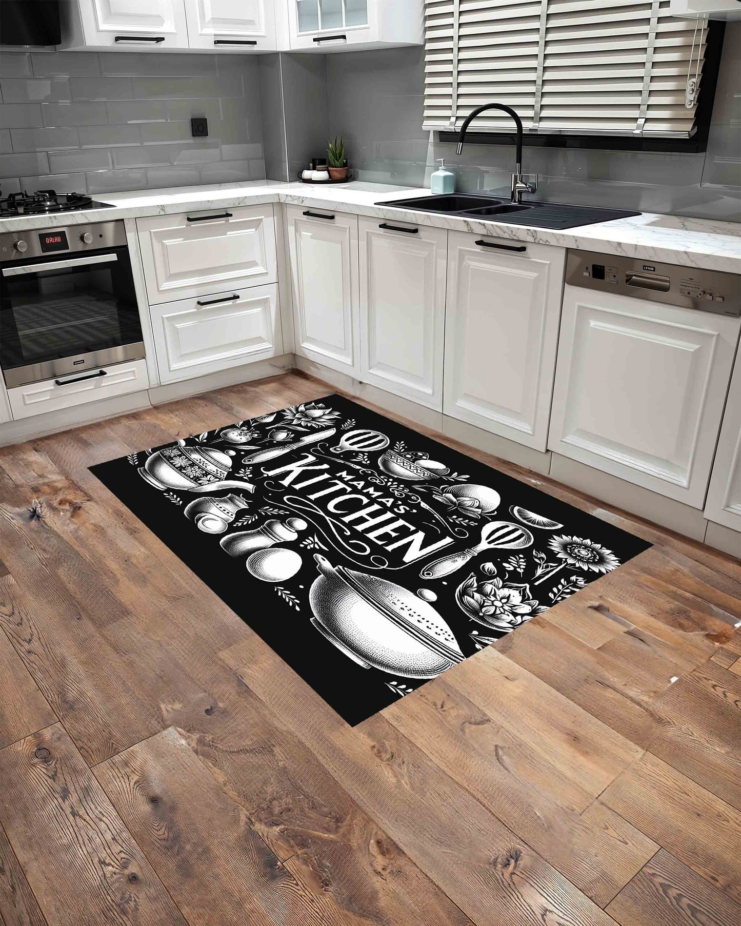 Mama's Kitchen Kitchen Mat (Black) l Anti-Fatigue Mat l Kitchen Decor