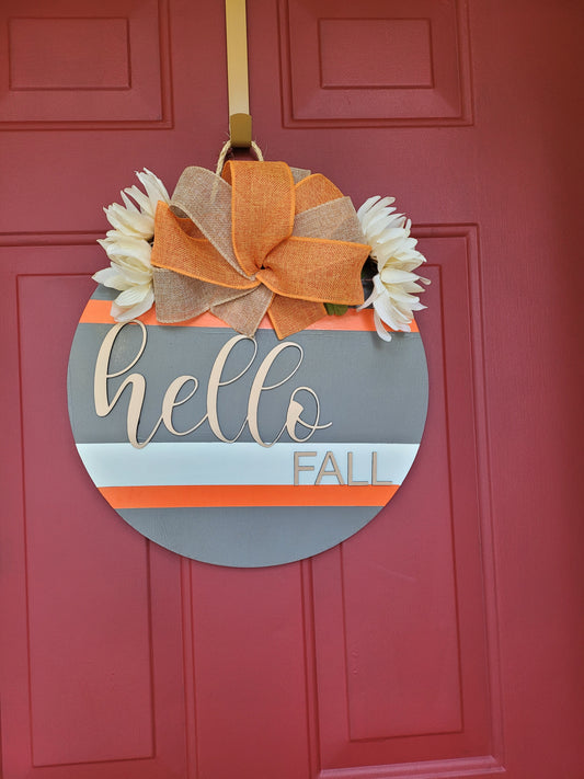Hello Fall l 3D l Circular Door Hanger l Autumn Home Decor