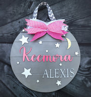 Into the Night Baby Name Wall Decor l 3D l Circular Name Sign l Home Decor