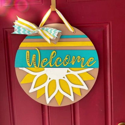 Welcome Sunflowers l Circular Door Hanger l Sunflowers l Summer Door Hanger