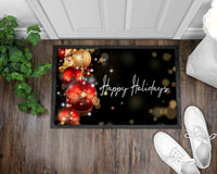 Happy Holidays (black) Christmas Front Door Mat I Welcome Mat I Christmas I Holiday Mat I Front Door Mat I Outdoor Decor l Christmas Ornaments