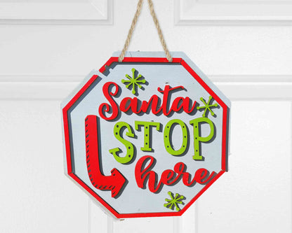 Santa Stop Here Welcome Board l 3D l Fall Front Door Decor l Autumn Design l Fall Design