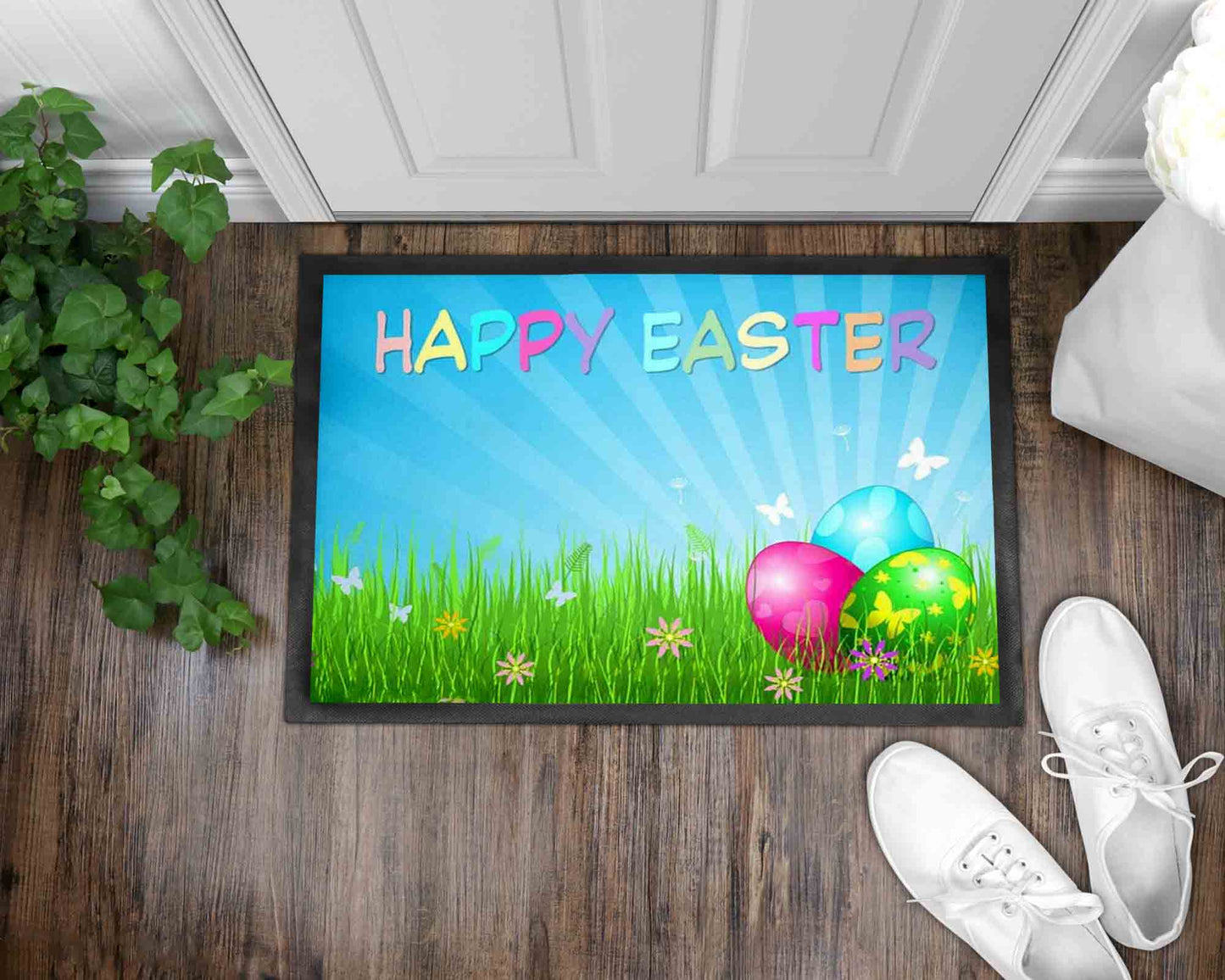 Happy Easter I Easter Door Mat l Welcome Mat I Front Door Decor I Front Door Mat I Outdoor Decor