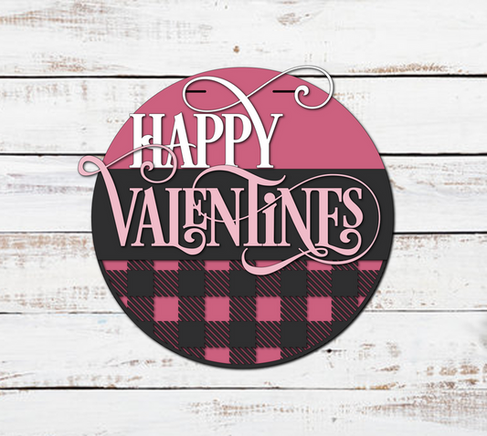 Happy Valentines Buffalo Plaid Front Door Hanger | Front Door Decor | Entry Way Wall Decor | Welcome Sign I Porch Leaner I Valentine l Love
