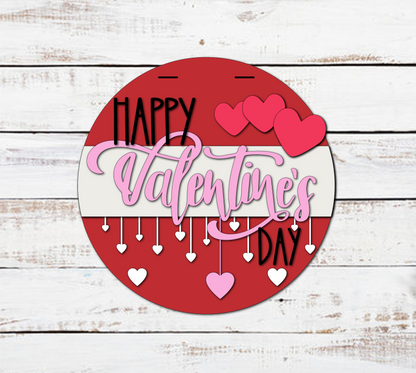 Happy Valentines Day Hanging Hearts Front Door Hanger | Front Door Decor | Entry Way Wall Decor | Welcome Sign I Porch Leaner I Valentine l Love