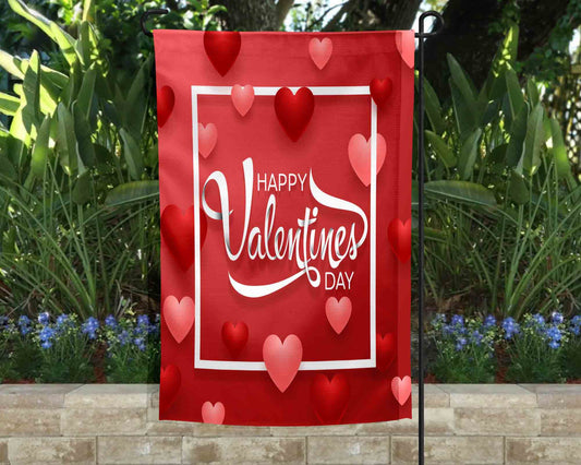 Happy Valentines Day Garden Flag l Yard Decor l Single Sided Flag l Hearts l Valentines Decor l Valentines