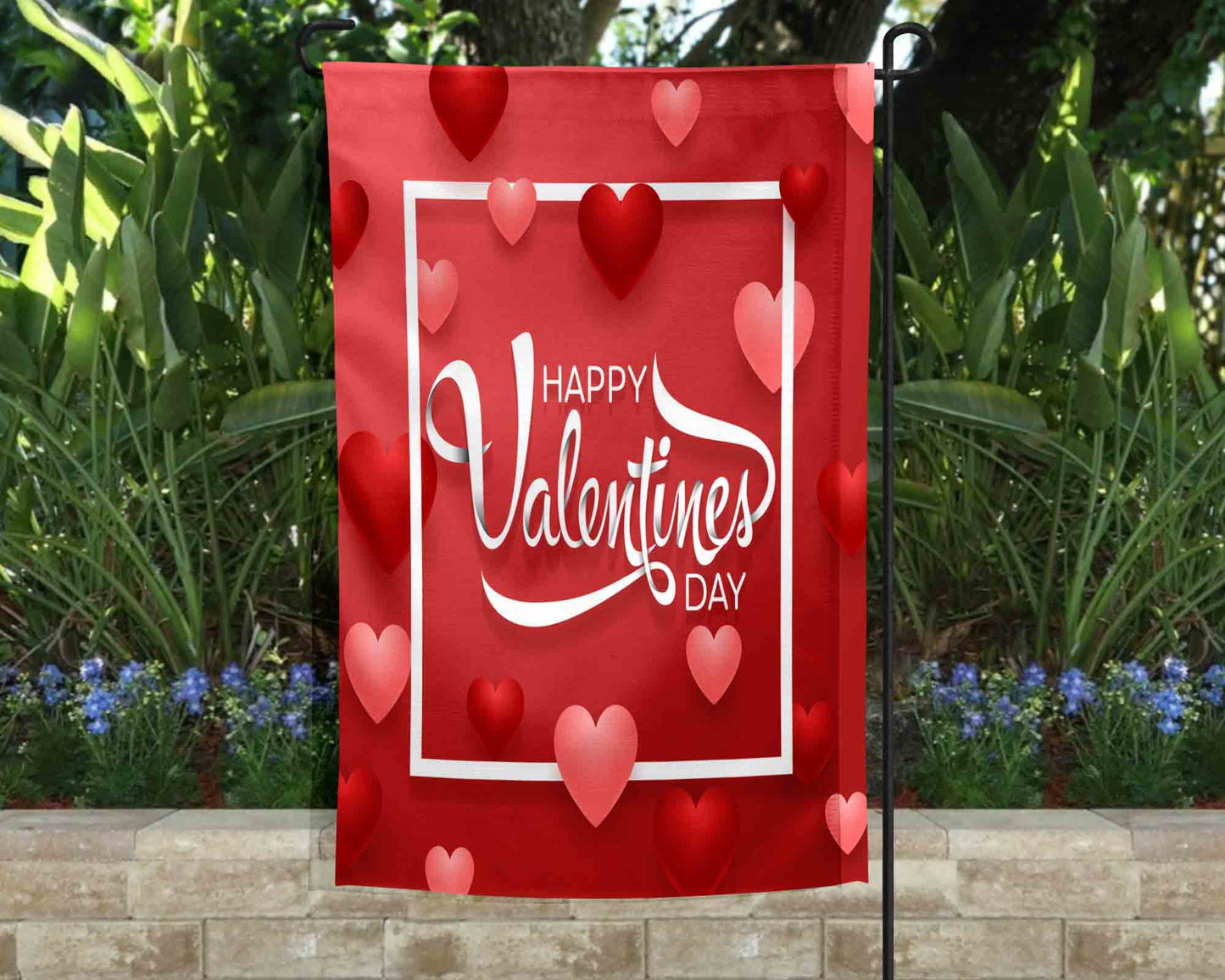 Happy Valentines Day Front Door Mat & Garden Flag Combo I Welcome Mat I Valentines Mat I Valentines Decor I Front Door Mat I Outdoor Decor l