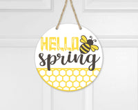 Hello Spring l Circular Door Hanger l Bees and Honey l Spring Door Hanger