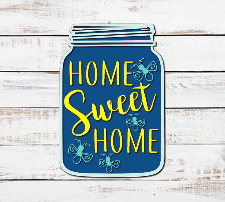 Home Sweet Home Mason Jar l Door Hanger | Front Door Decor | Entry Way Wall Decor | Welcome Sign I Porch Leaner I Summer Sign