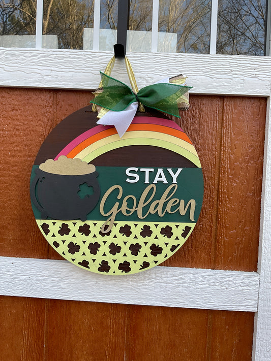 A Pot of Gold at the End of the Rainbow I St. Patricks Day I St. Patricks Day Decor I Outdoor Decor l Porch Leaner l Circular Porch Sign