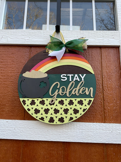 A Pot of Gold at the End of the Rainbow I St. Patricks Day I St. Patricks Day Decor I Outdoor Decor l Porch Leaner l Circular Porch Sign