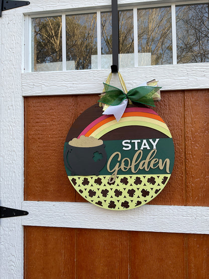 A Pot of Gold at the End of the Rainbow I St. Patricks Day I St. Patricks Day Decor I Outdoor Decor l Porch Leaner l Circular Porch Sign