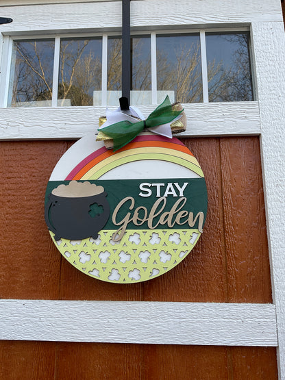 A Pot of Gold at the End of the Rainbow I St. Patricks Day I St. Patricks Day Decor I Outdoor Decor l Porch Leaner l Circular Porch Sign