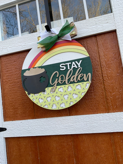 A Pot of Gold at the End of the Rainbow I St. Patricks Day I St. Patricks Day Decor I Outdoor Decor l Porch Leaner l Circular Porch Sign