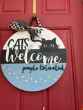 Cats Welcomed People Tolerated l Animal Lovers l Pet Welcome Board l Cat Front Door Sign