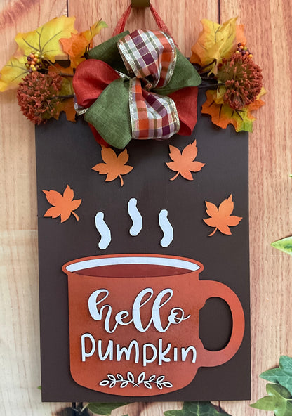 Hello Pumpkin l 3D l Fall Front Door Decor l Autumn Design l Fall Design