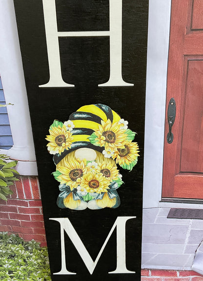 Welcome w/Sunflower Gnome l 3D l 4ft Home Sign l Welcome Sign l Home Decor