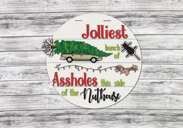 Jolliest Bunch of Assholes Welcome Board l 3D l Holiday Front Door Decor l Christmas Design l Holiday Design