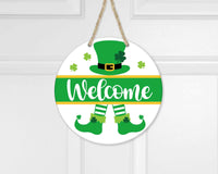 Welcome Leprechauns I St. Patricks Day I St. Patricks Day Decor I Outdoor Decor l Porch Leaner l Circular Porch Sign