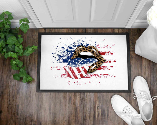 Patriot Lips Front Door Mat I Independence Day Welcome Mat I July 4th Front Door Mat I Summer Entry Mat I Front Door Mat I Outdoor Decor l July 4th l Independence Day