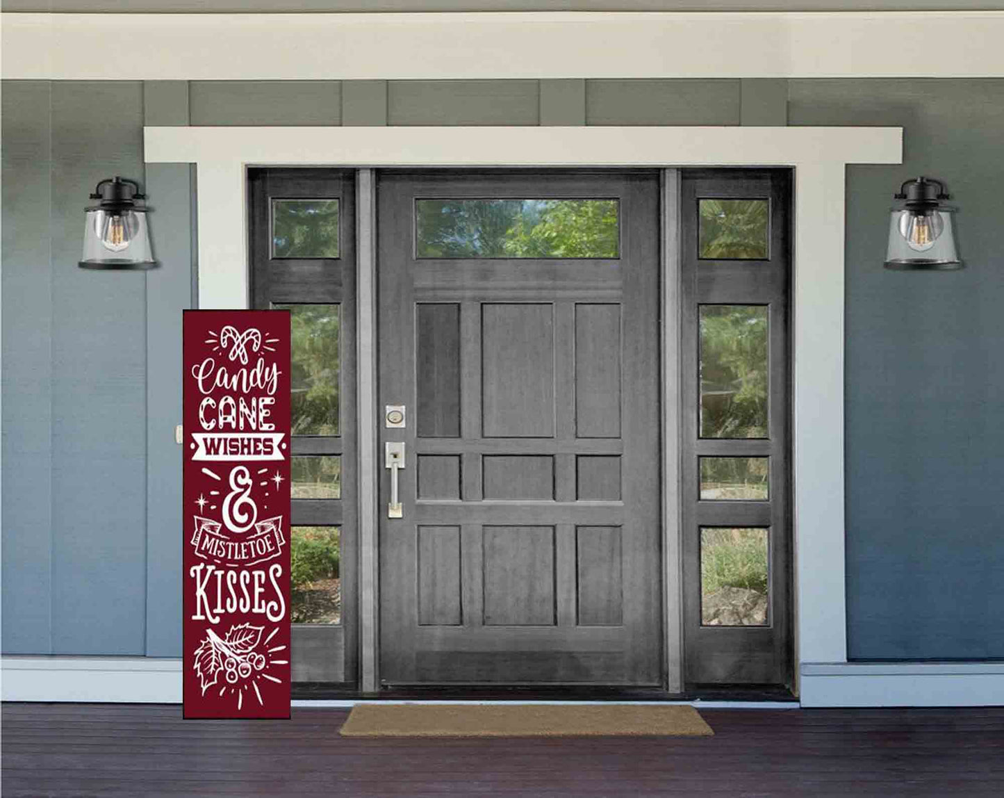 Candy Cane Wishes Welcome Sign | Front Door Decor | Entry Way Wall Decor | Welcome Sign I Porch Leaner I Holiday Season