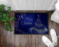 Dark Blue Christmas Front Door Mat I Welcome Mat I Christmas I Holiday Mat I Front Door Mat I Outdoor Decor l Christmas Ornaments