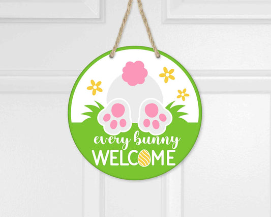 Every Bunny Welcome l Easter/Resurrection Sunday Home Boards l Circular Home Signs l Welcome Sign l Home Decor l Easter Decor l Easter Front Porch Decor l Spring Front Porch Decor