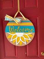 Welcome Sunflowers l Circular Door Hanger l Sunflowers l Summer Door Hanger