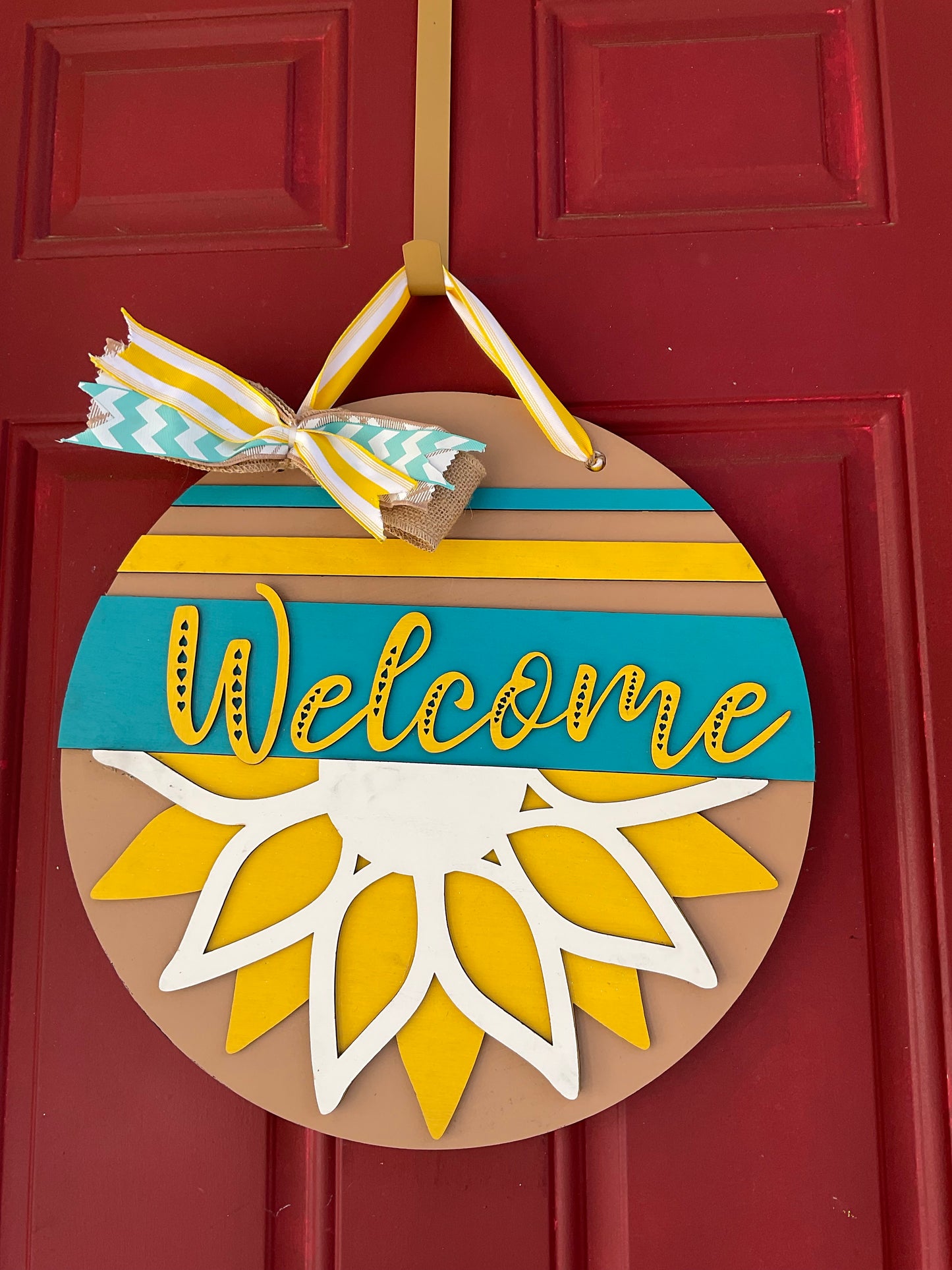 Welcome Sunflowers l Circular Door Hanger l Sunflowers l Summer Door Hanger