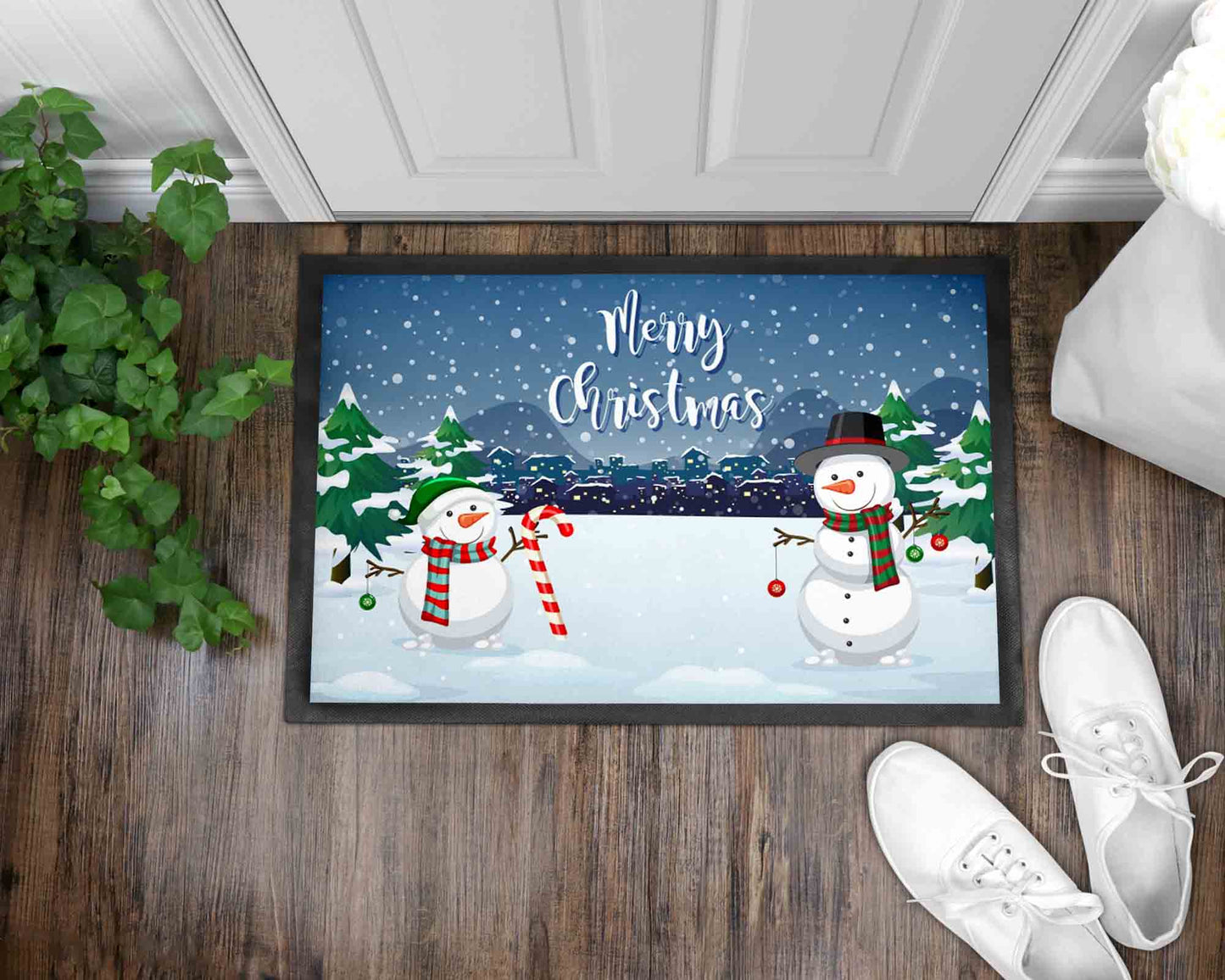 Snowman 2 Christmas Front Door Mat I Welcome Mat I Christmas I Holiday Mat I Front Door Mat I Outdoor Decor l Christmas Ornaments