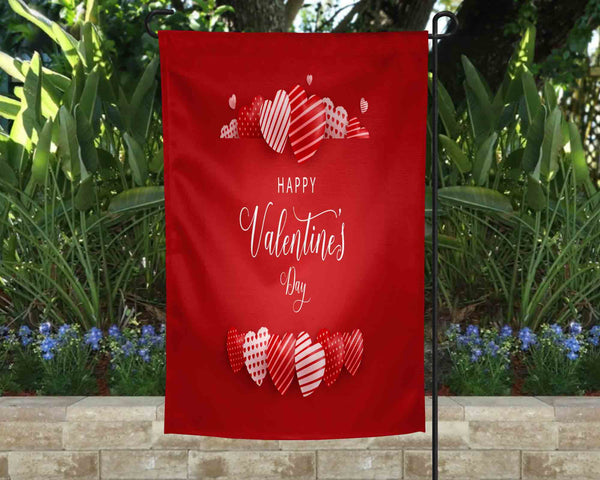 Striped Hearts Valentines Day Garden Flag l Yard Decor l Single Sided Flag l Hearts l Valentines Decor l Valentines