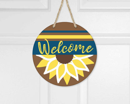 Welcome Sunflowers l Circular Door Hanger l Sunflowers l Summer Door Hanger